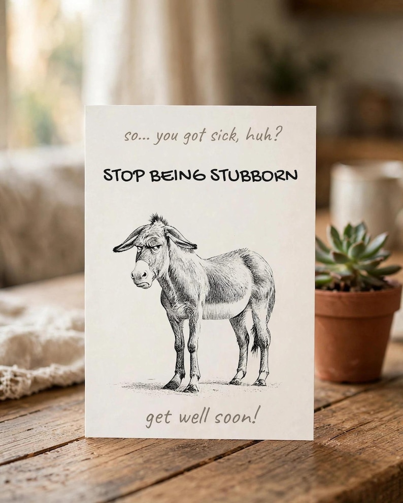 Funny Donkey Get Well Card